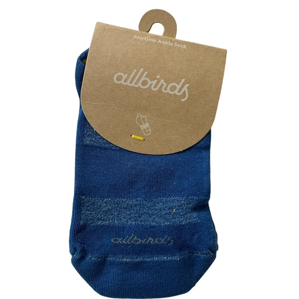 NWT Allbirds Anytime Ankle Socks in Basin Blue organic‎ cotton blend small